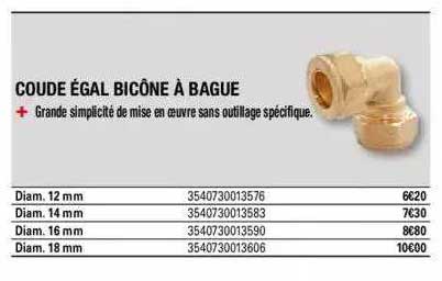 coude égal bicône à bague