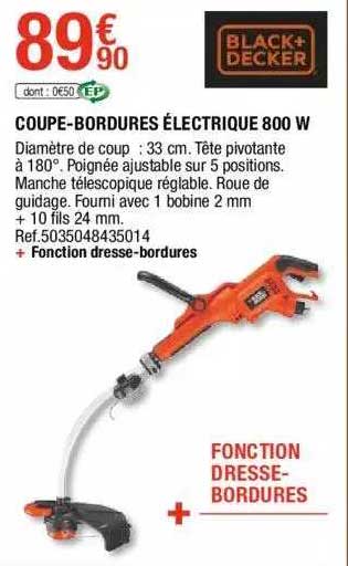 coupe-bordures électrique 800 w black + decker