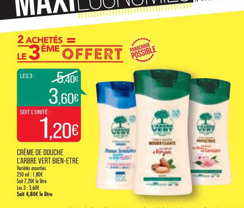 crème de douche l'arbre vert bien-être