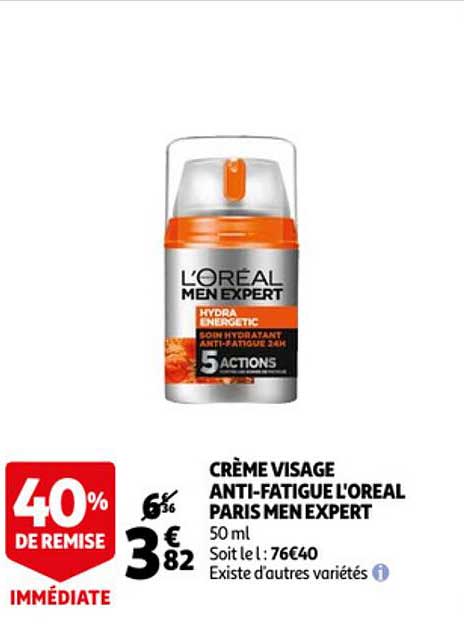 crème visage anti-fatigue l'oréal paris men expert