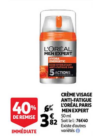 crème visage anti-fatigue l'oréal paris men expert