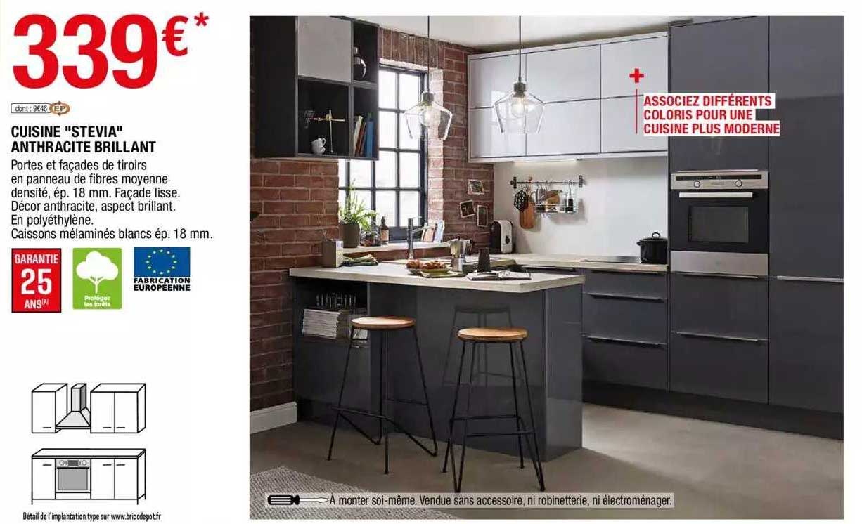 cuisine "stevia" anthracite brillant