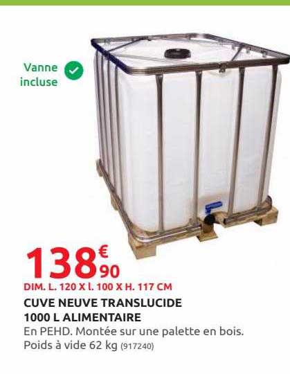 Cuve Neuve Translucide 1000 L Alimentaire