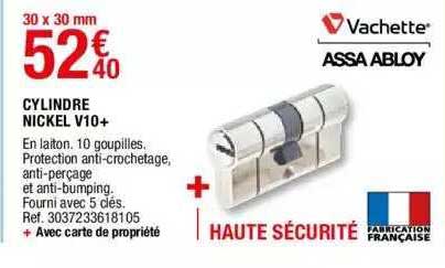cylindre nickel v10+ vachette assa abloy