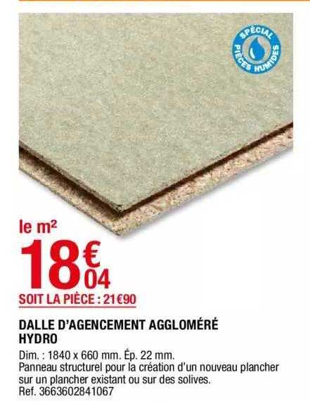 dalle d'agencement aggloméré hydro