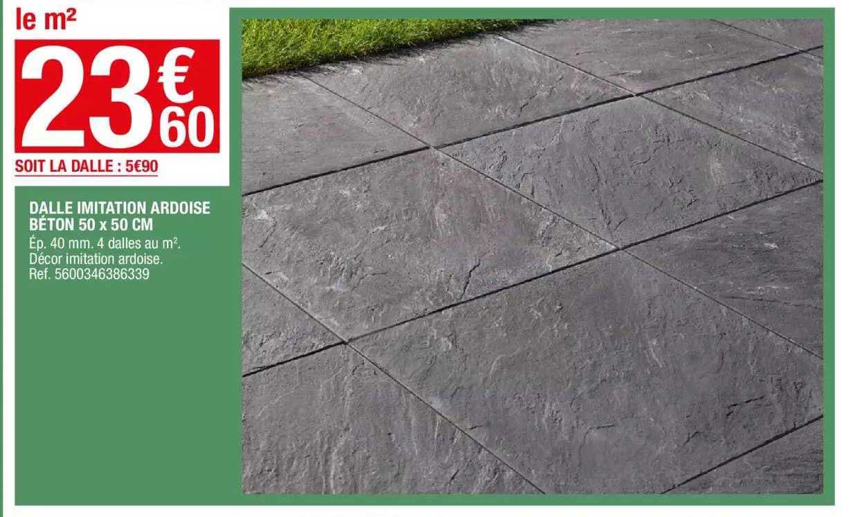 Dalle Imitation Ardoise Béton 50 X 50 Cm