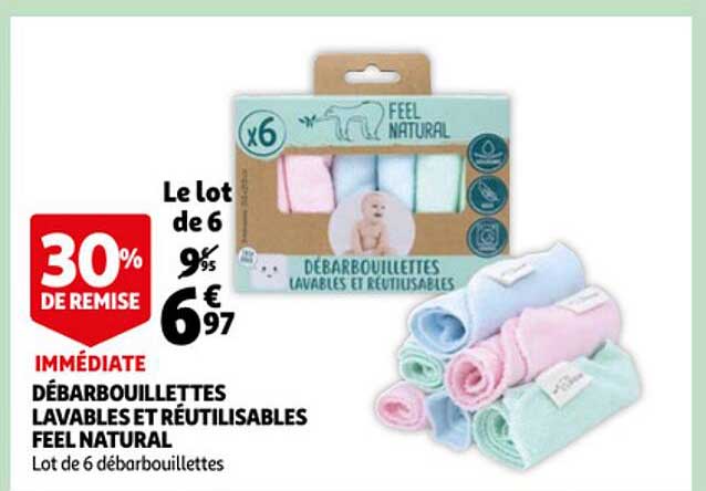 débarbouillettes lavable et réutilisables feel natural