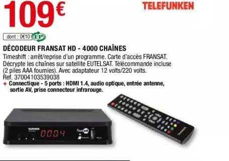 décodeur fransat hd-4000 chaînes telefunken