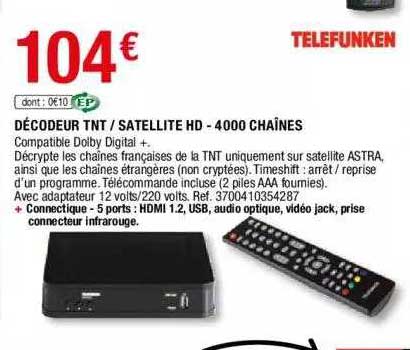 décodeur tnt - satellite hd - 4000 chaînes