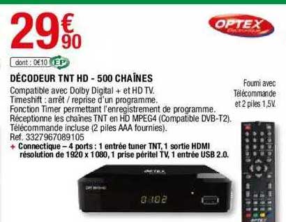 décodeur tnt hd - 500 châines optex