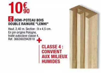 demi-poteau bois double rainuré "lemhi"