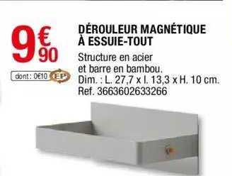 dérouleur magnétique à essuie-tout