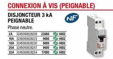disjoncteur 3 kA peignable