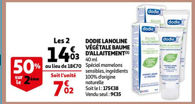 dodie lanoline végétale baume d'allaitement