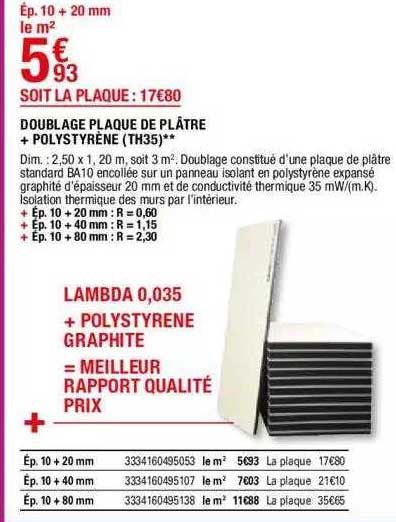 doublage plaque de plâtre + polystyrène (th35)