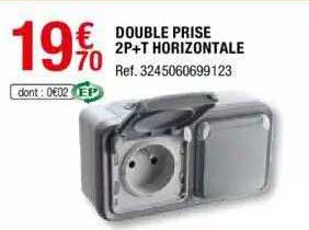 double prise 2p+t horizontale