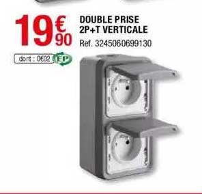 double prise 2p+t verticale