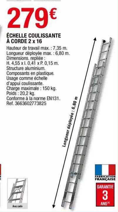 échelle Coulissante à Corde 2 X 16