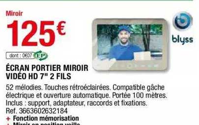écran portier miroir vidéo hd 7" fils