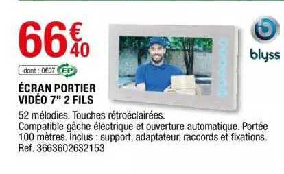 écran portier vidéo 7" 2 fils blyss