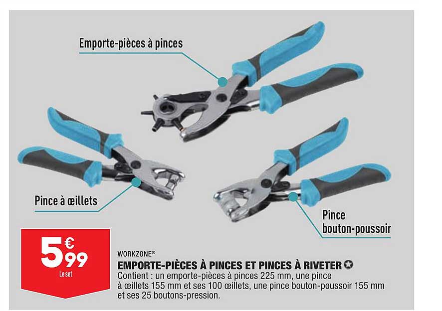 emporte-pièces à pinces et pinces à riveter workzone