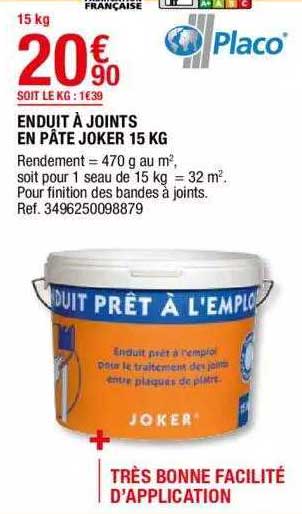 enduit à joint en pâte joker 15 kg placo