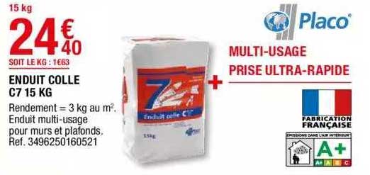 enduit colle c7 15 kg placo