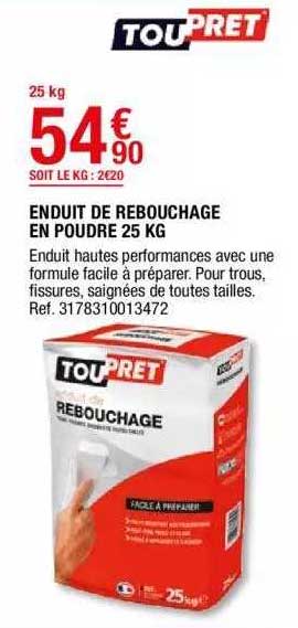 Enduit De Rebouchage En Poudre 25 Kg Toupret