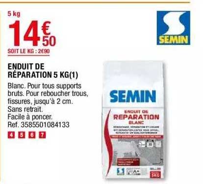 enduit de réparation 5 kg semin