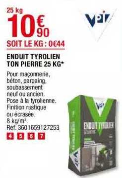 enduit tyrolien ton pierre 25 kg