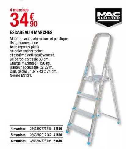 escabeau 4 marches mac allister