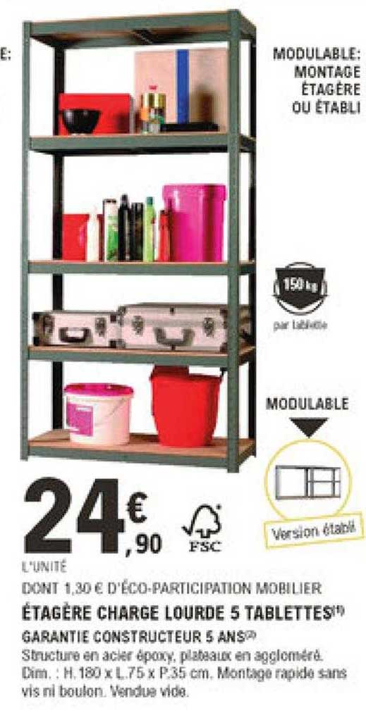 étagère charge lourde 5 tablettes