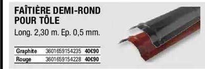 faîtière demi-rond pour tôle