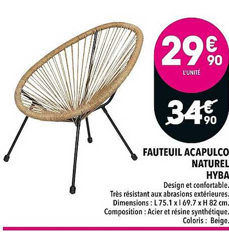 fauteuil acapulco naturel hyba