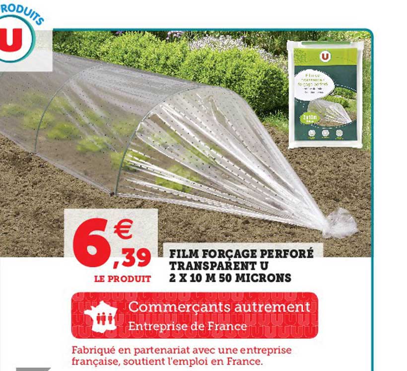 film forçage perforé transparent u 2x10 m 50 microns