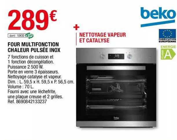 four multifonction chaleur pulsée inox beko