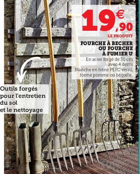 fourche à bécher ou fourche à fumier u