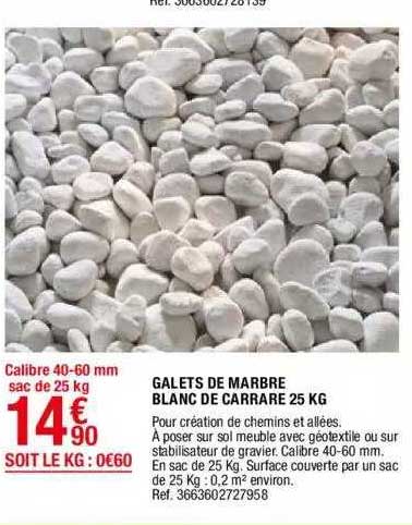 galets de marbre blanc de carrare 25 kg