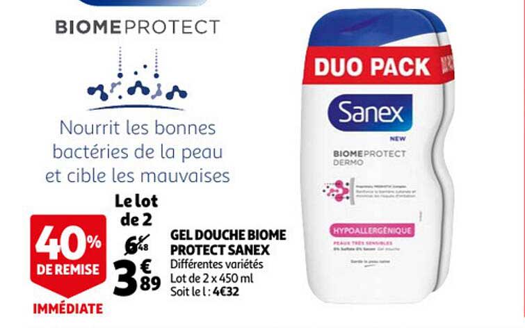 gel douche biome protect sanex