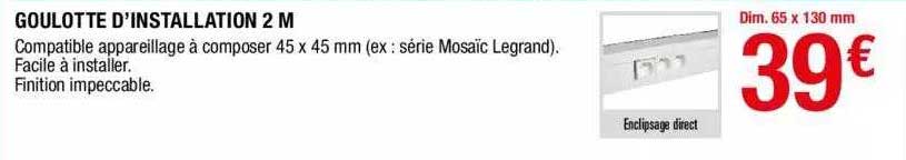 goulotte d'installation 2 m