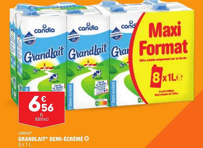 grandlait demi-écrémé candia