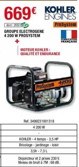 groupe électrogène 4200 w prosystem kohler engines