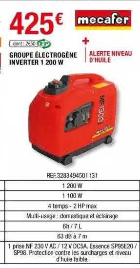 groupe électrogène inverter 1200 w mecafer