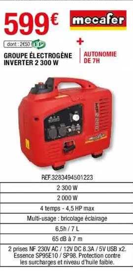 groupe électrogène inverter 2300 w mecafer