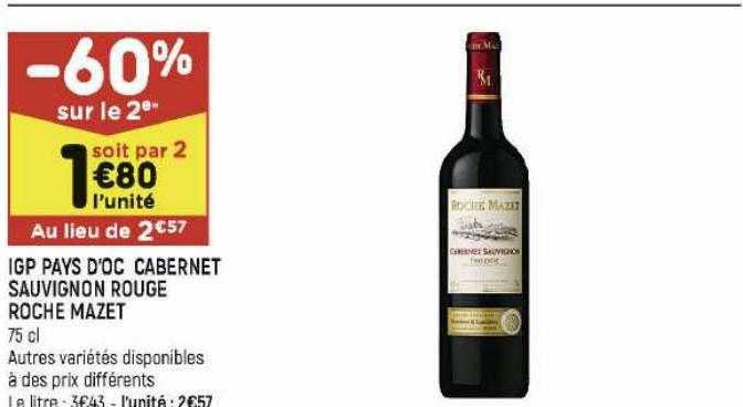 igp pays d'oc cabernet sauvignon rouge roche mazet