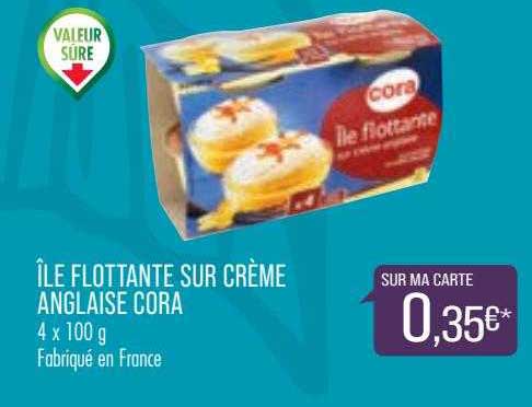 île flottante sur crème anglaise cora