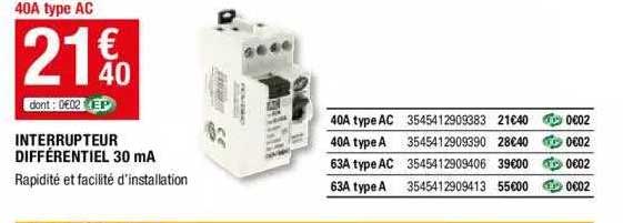interrupteur différentiel 30 mA