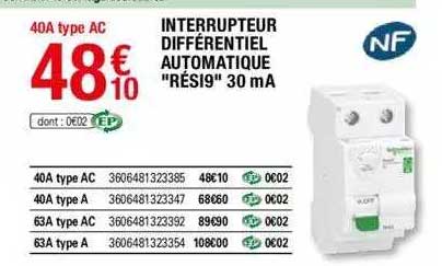 interrupteur différentiel automatique "rési9" 30 lA