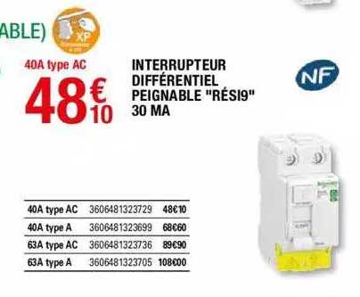 Interrupteur Différentiel Peignable "rési9" 30 Ma