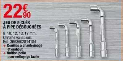 jeu de 5 clés à pipe débouchées